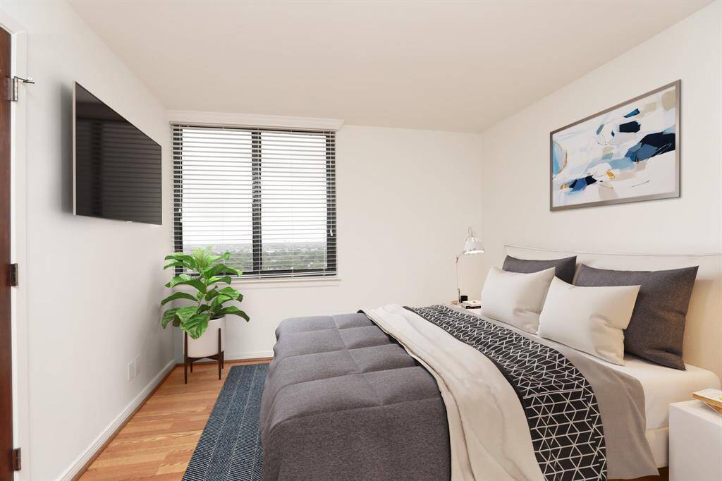 Virtually staged bedroom.