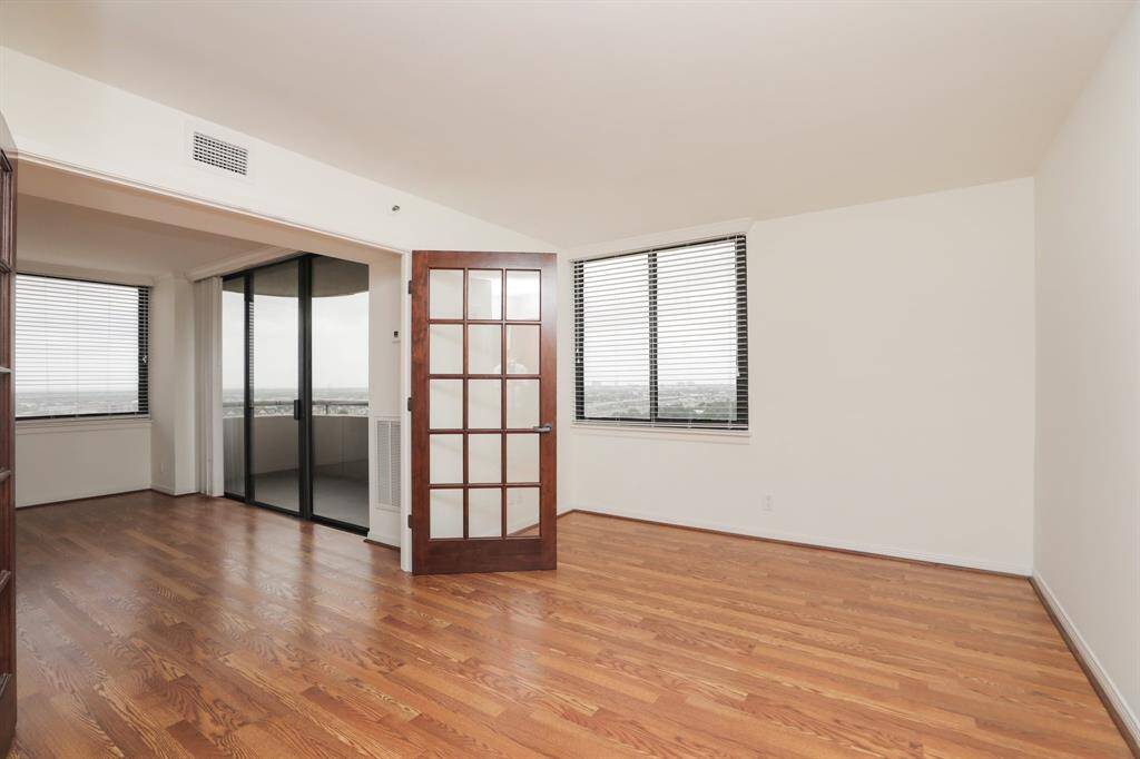 A set of french doors were installed in the event the bedroom were to be used as an office.