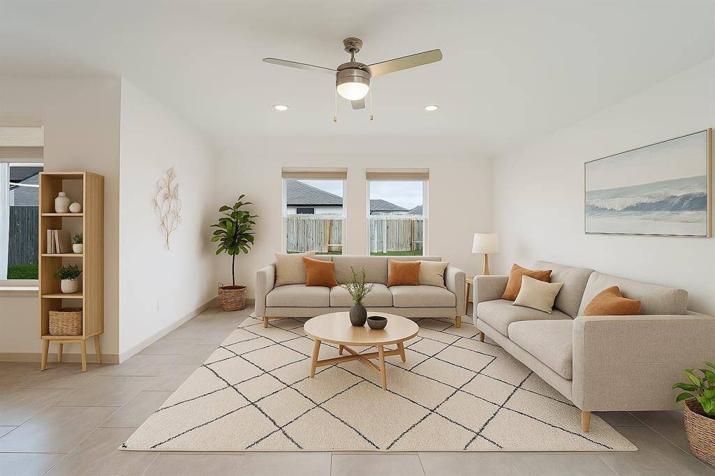 Virtually staged for future vision of the room - Living room with lots of natural light