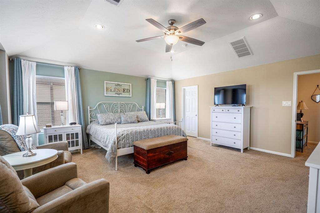 The primary bedroom offers so much space.
