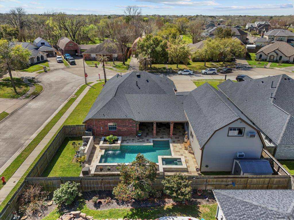 The backyard has plenty of options for entertaining.