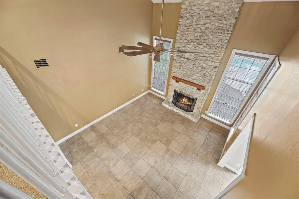 Bird's eye view of the family room.