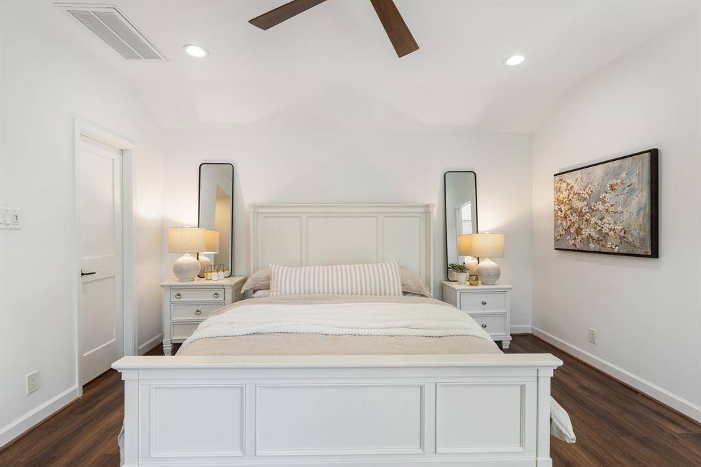 Tucked away towards the back of the home is the primary suite.
