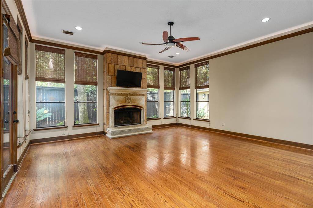 The main suite is cozy with a gas/wood burning fireplace