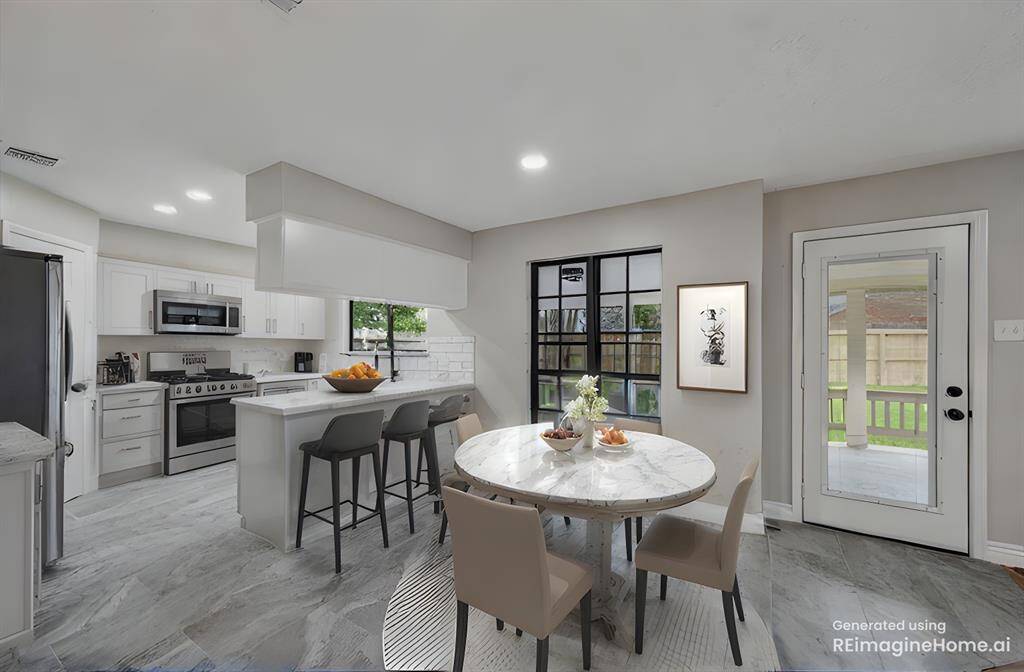 Virtually staged kitchen.