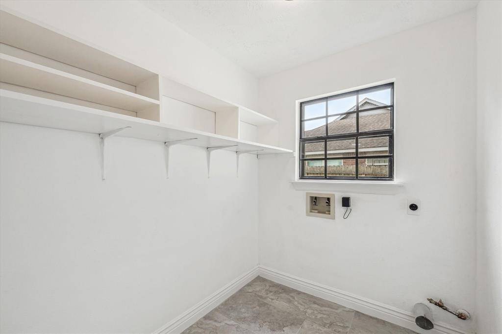 The laundry room is downstairs.