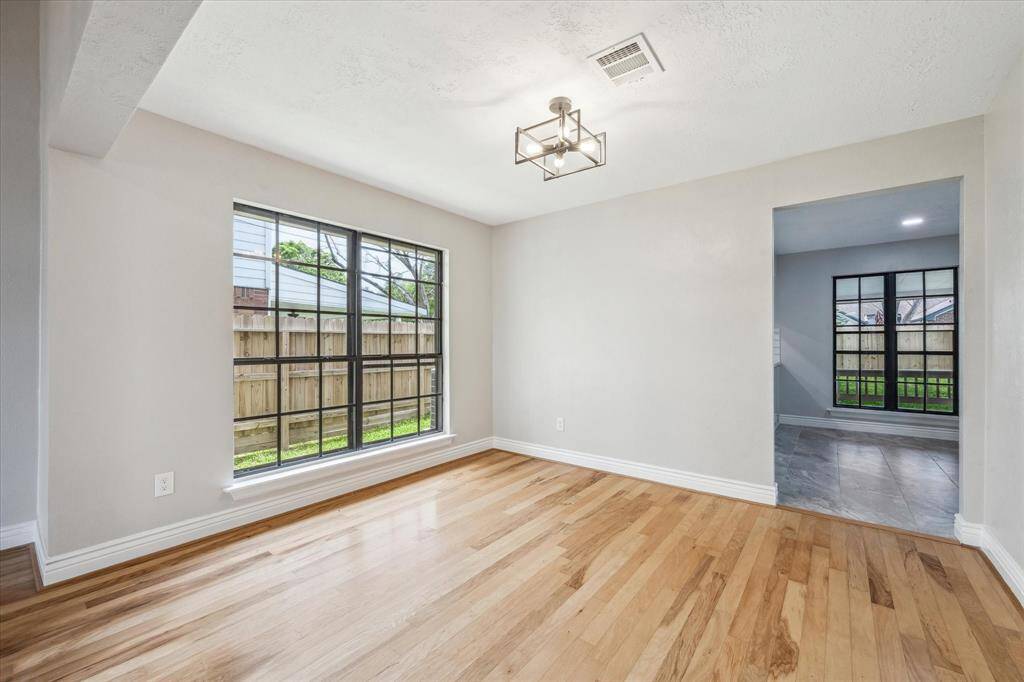 View of the formal dining area looking toward the kitchen.