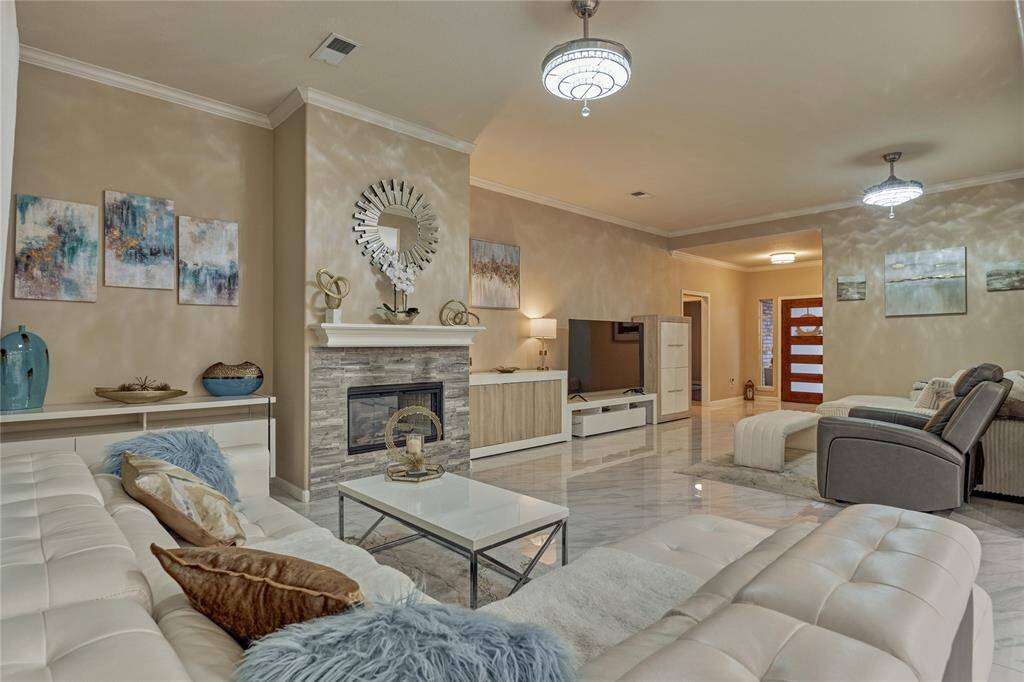 The family room is spacious, inviting and oh, so comfy.