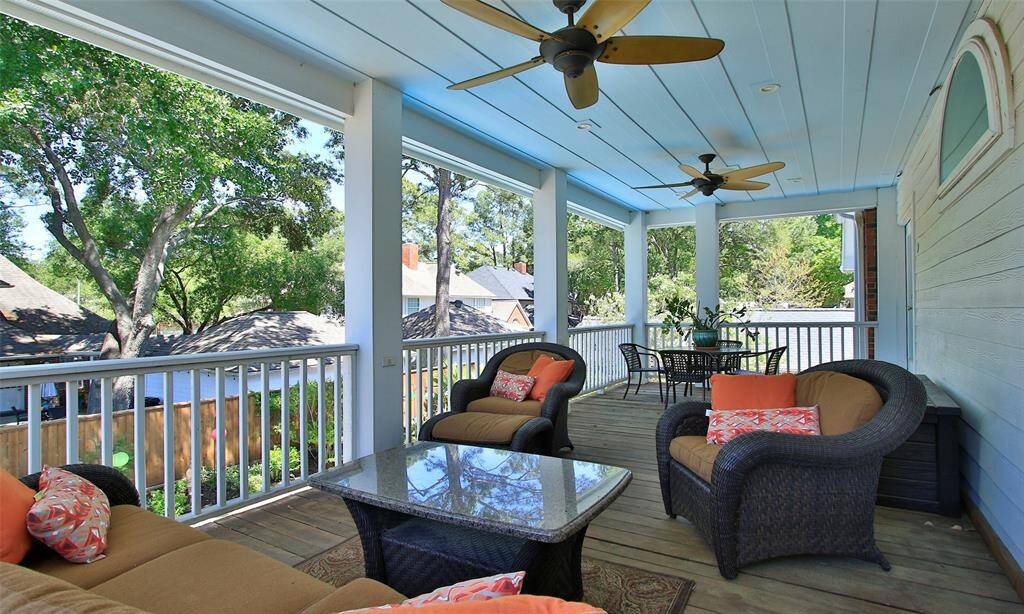 Here is the upstairs deck which can be accessed by both the family room and the primary bedroom.