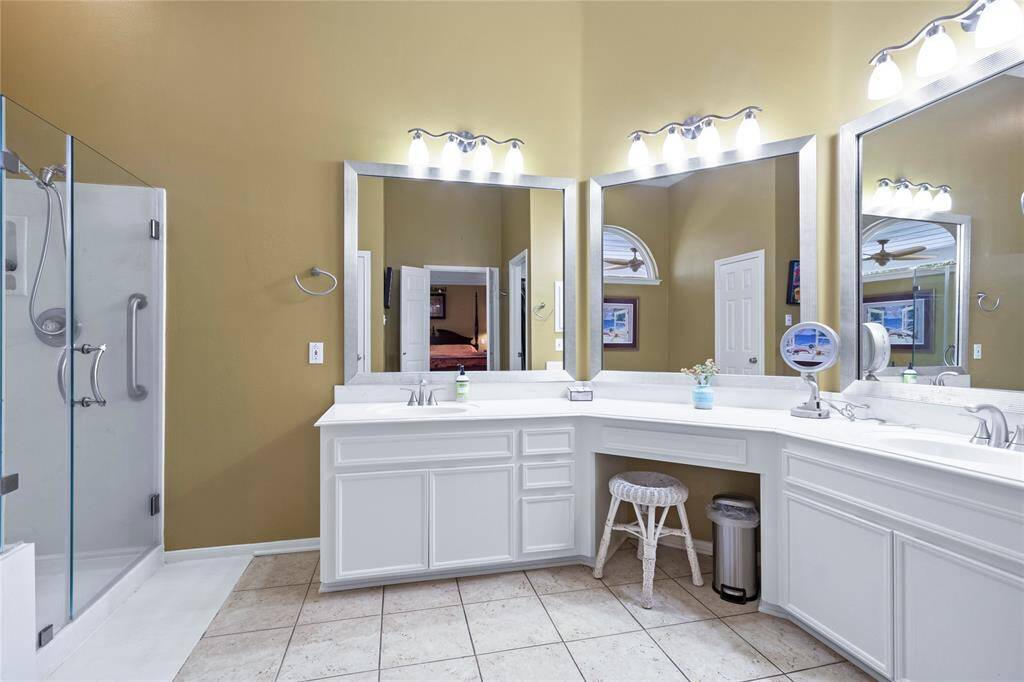 With double sinks and a built in vanity.