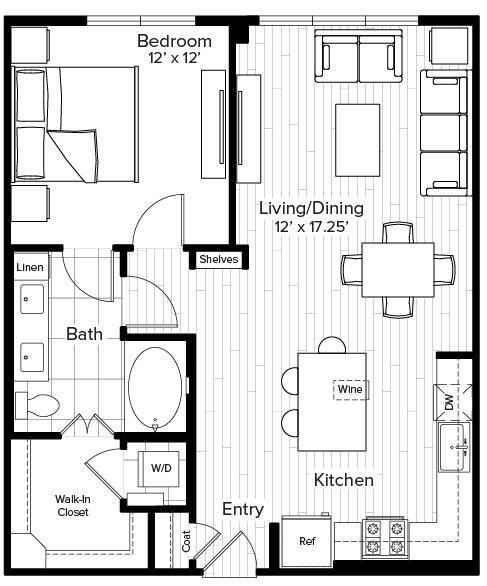 Fairmont plan 822 sq ft with a huge closet!