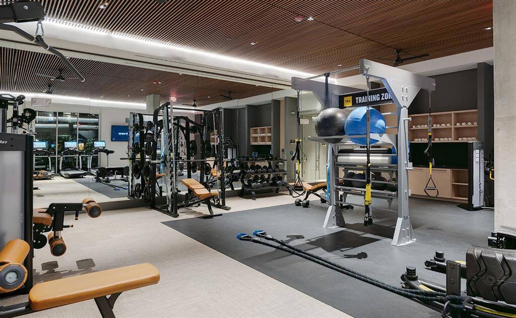 One of two fitness areas with top of the line There is also a spin/yoga room off this fitness room