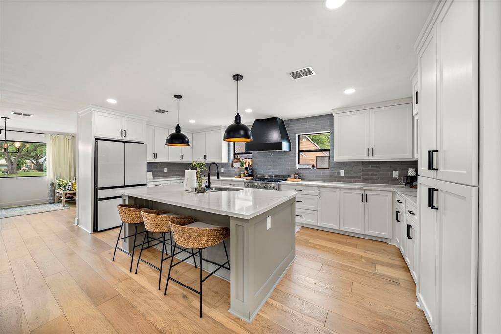 view of the island and the amazing amount of counter space