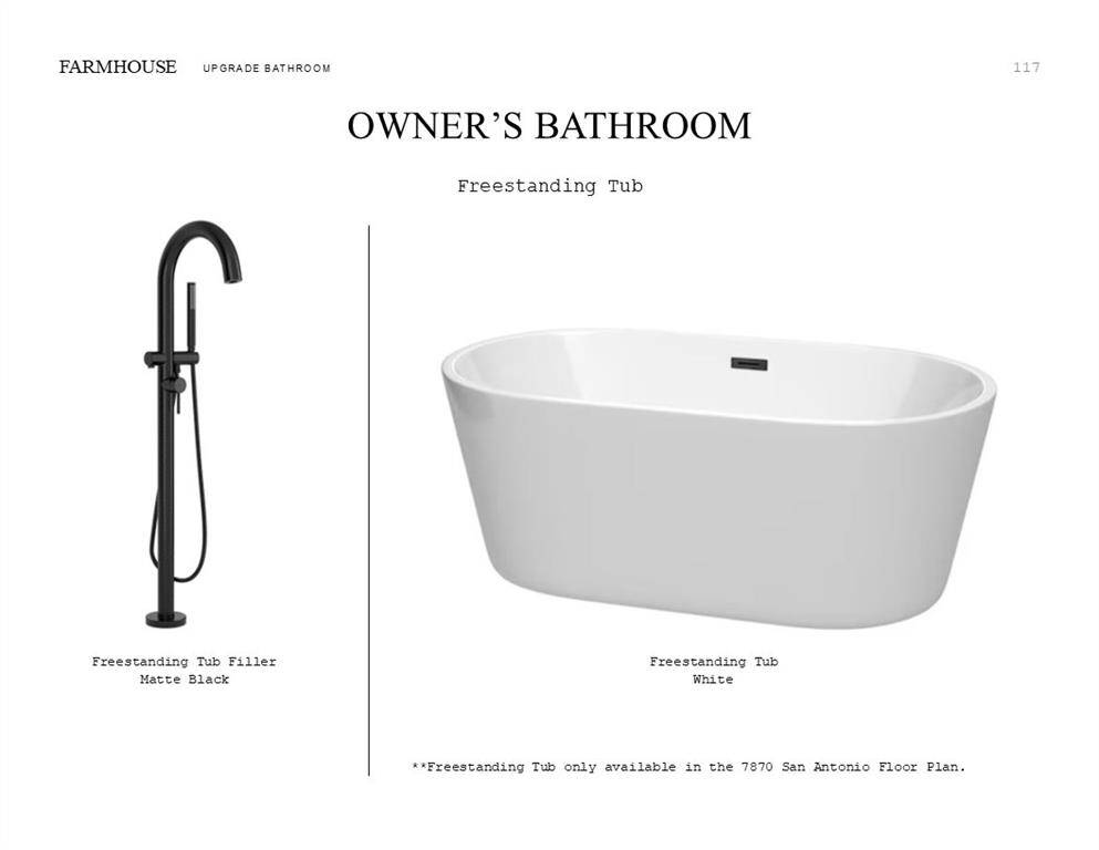 Farmhouse Look Palette 6: Primary Bathroom Selection Sheet (*Artist rendering used for illustration purposes only.)