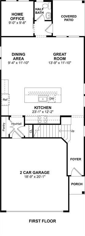 The San Antonio floor plan by K. Hovnanian Homes. 1st Floor shown. *Prices, plans, dimensions, features, specifications, materials, and availability of homes or communities are subject to change without notice or obligation.