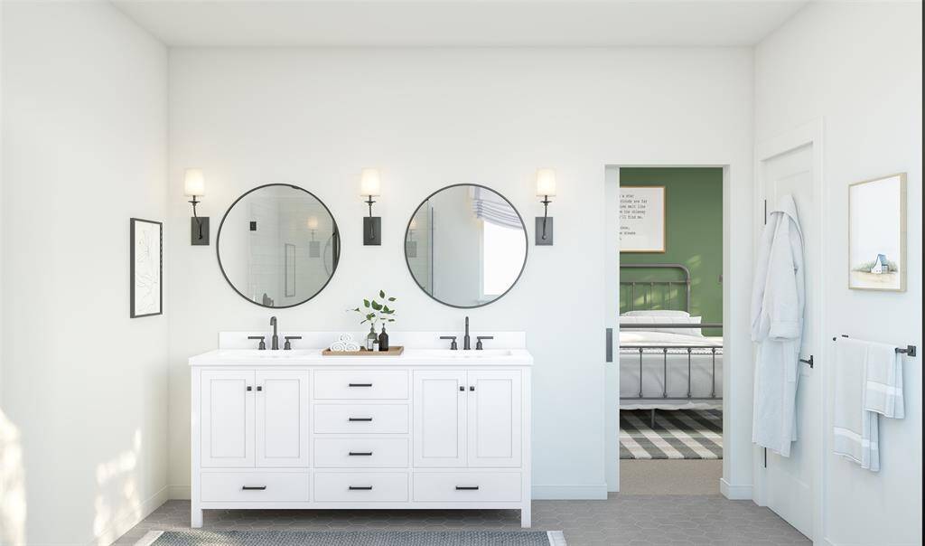 Relaxing primary bath with dual sinks (*Artist rendering used for illustration purposes only.)