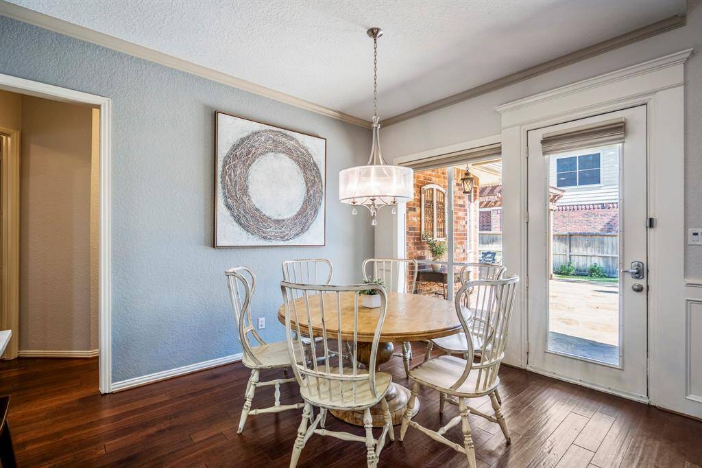 Cozy breakfast nook with direct access to a spacious backyard.