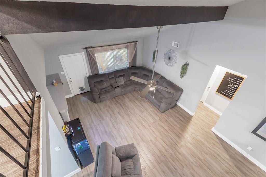 Open views from the loft into the family room