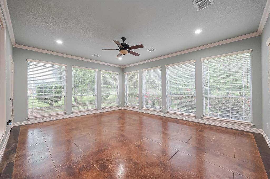 sunroom overlooks backyard