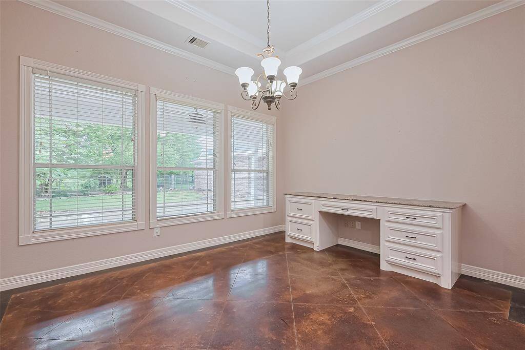 formal dining overlooks backyard