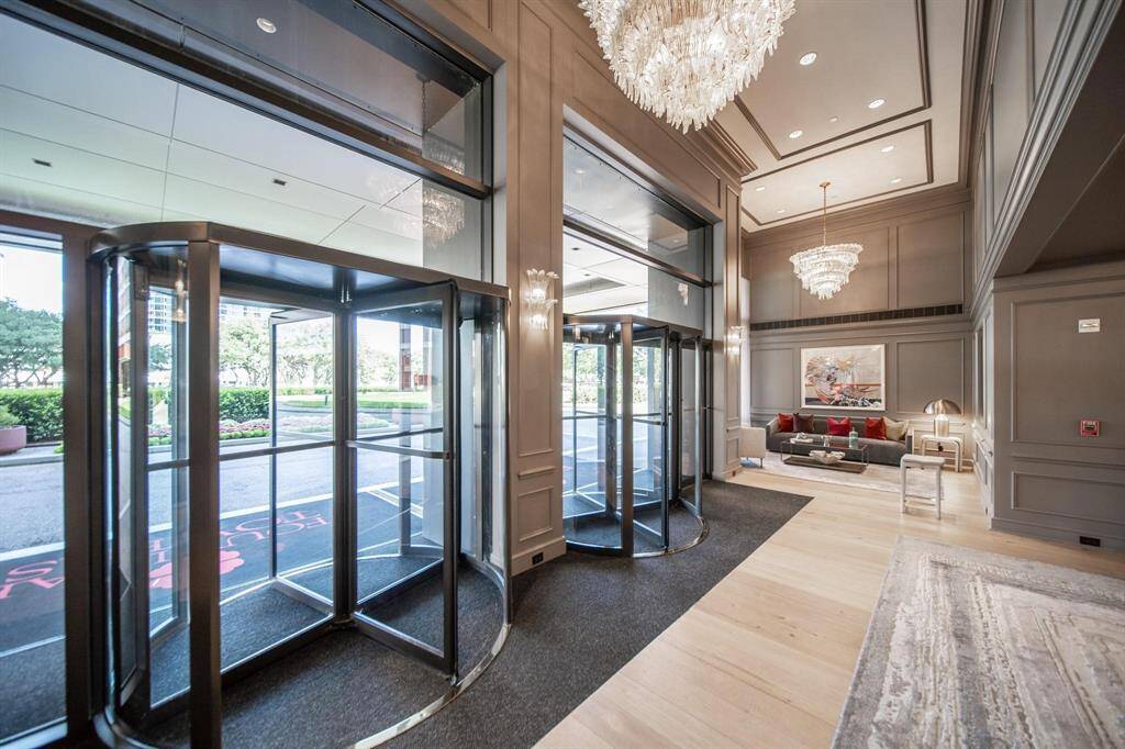 Lobby entrance at The Four Leaf Towers.
