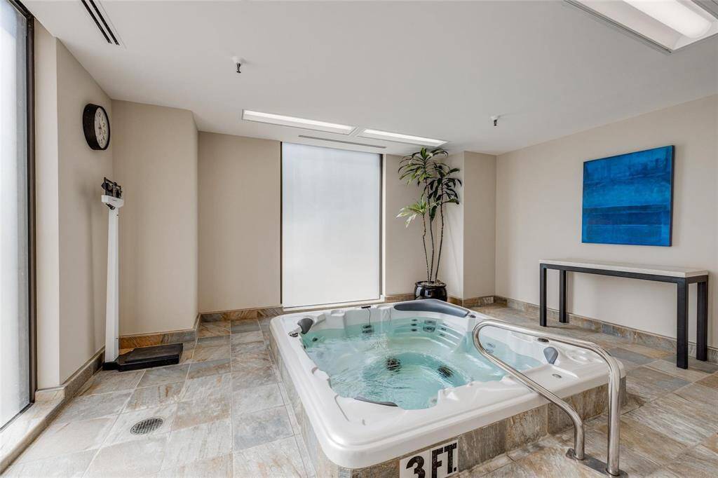 Spa and a separate massage room in the fitness center locker room.