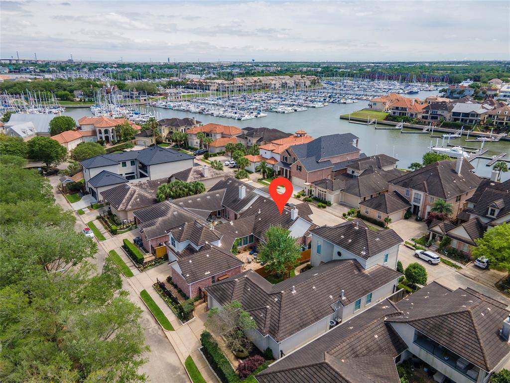 This aerial photo showcases Clear Lakes' top boating community with gated 24-hour manned guard.