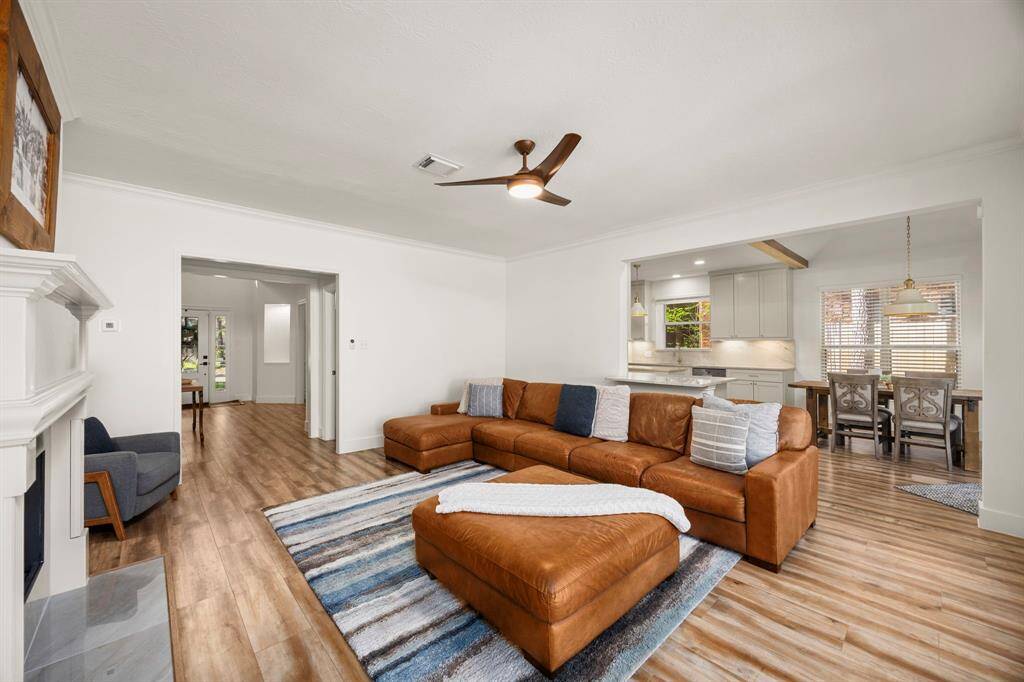 Kitchen open to the family room.