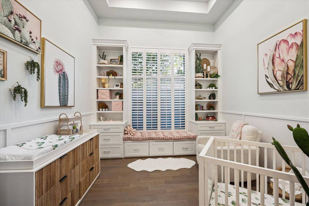 View of custom primary closet.