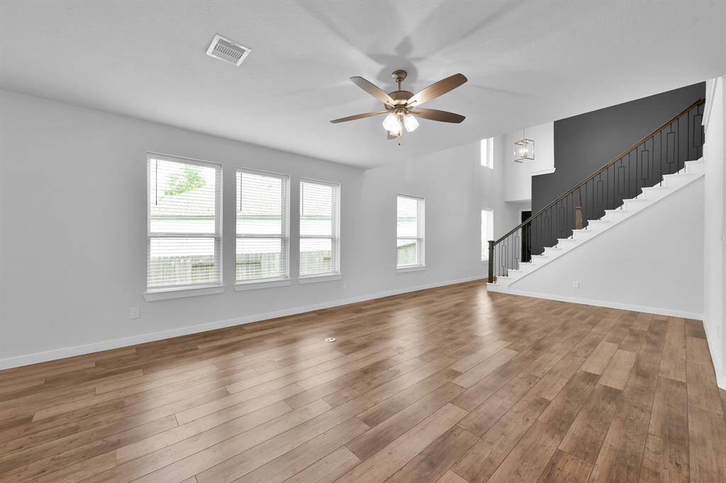Beautiful windows carry over from the living space to the kitchen.