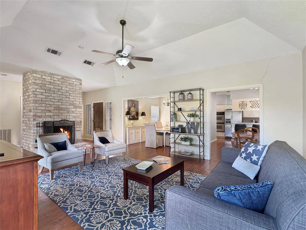 Large open living room with high ceilings.