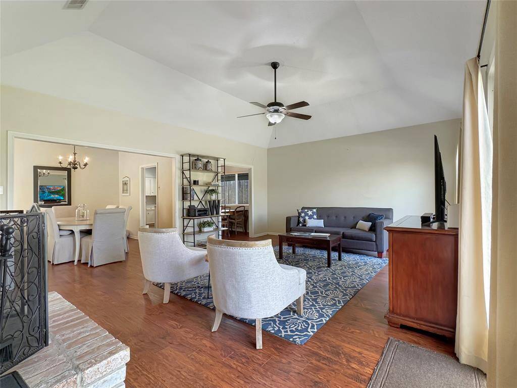 Large open living room with high ceilings.