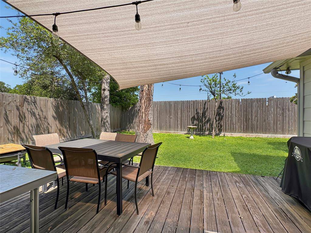 Backyard deck.