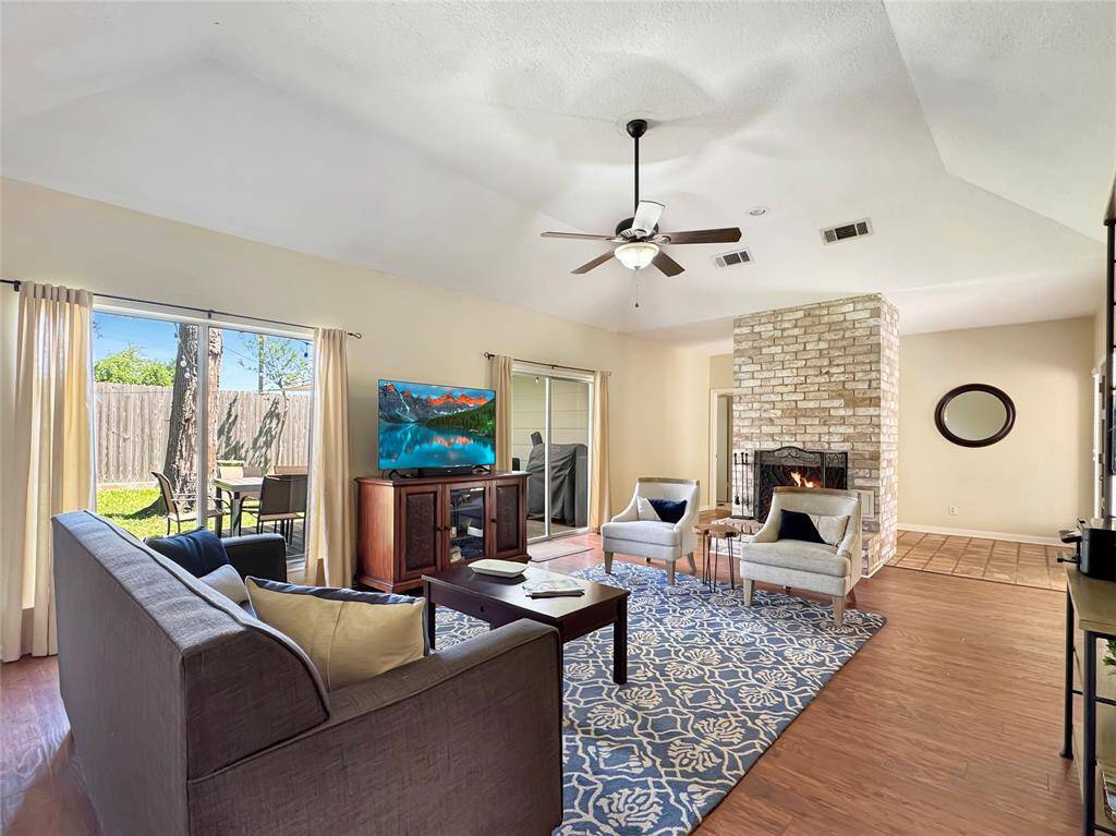 Large open living room with high ceilings.
