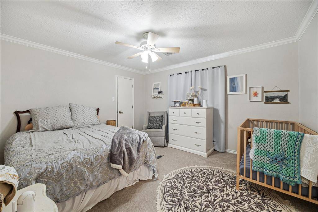 This is one of the three secondary bedrooms located on the second floor.  The second floor full bath serves the upstairs, but this bedroom enjoys a separate door into that bath.
