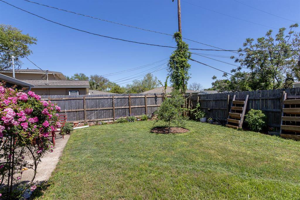 Fenced backyard.