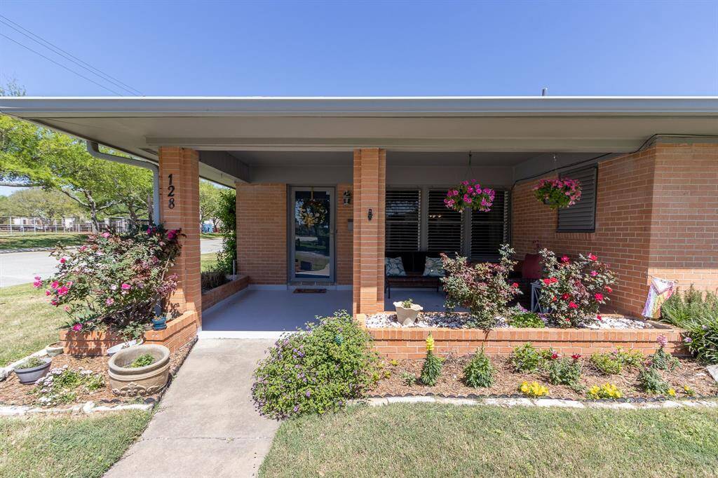 Front door and covered patio.