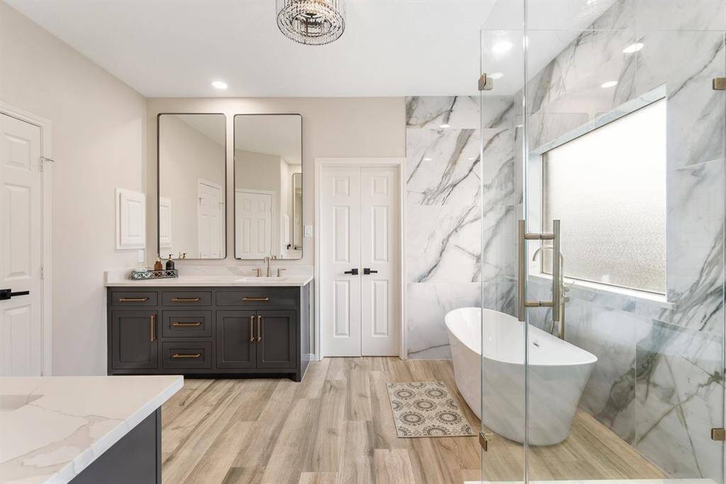 The primary bath is very spacious with great storage!