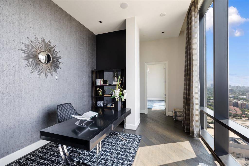A designated office nook is shown here, with great views.