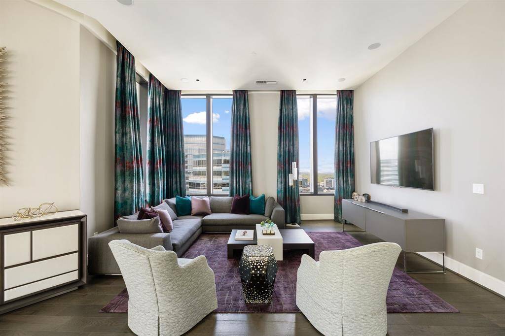 Dual living areas make for ample entertaining space.
