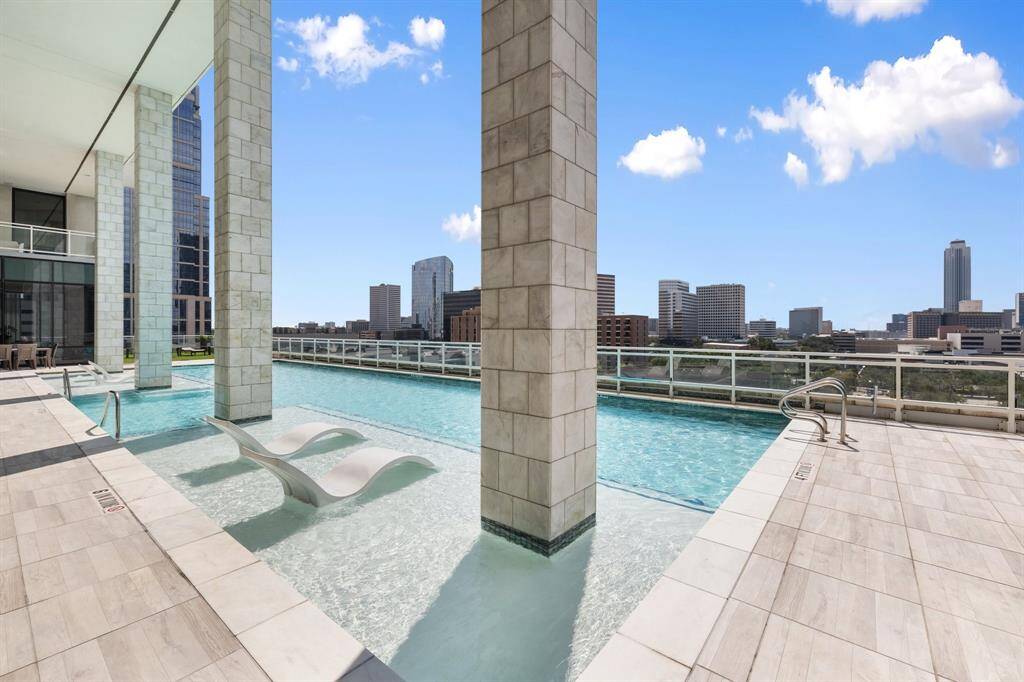 Pool, gym, and resident lounge are located on the 8th floor.