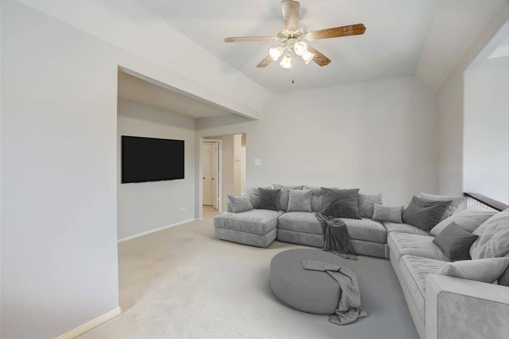 COZY AND VERSATILEUPSTAIRS LOFT, PERFECT ASA SECONDARY LIVING AREAOR GAME ROOM WITHPLENTY OF NATURAL LIGHT.*This photo has been virtuallystaged.