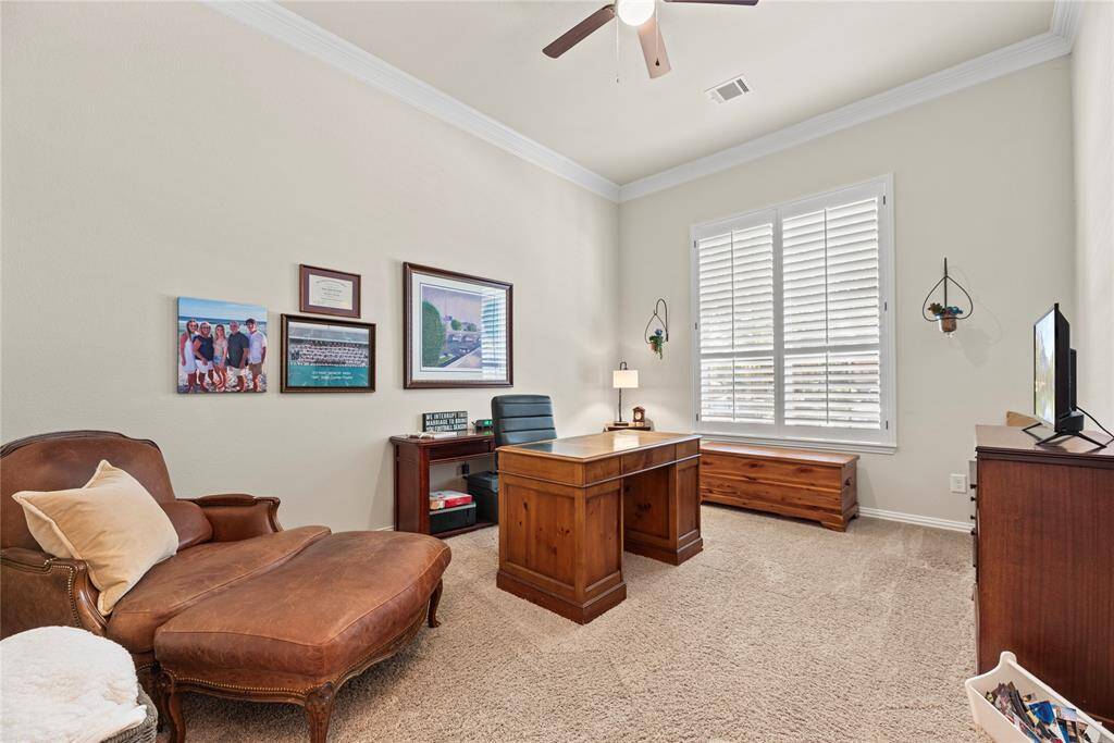 A private study adds a touch of sophistication and privacy to the home. It suggests a space dedicated to concentration, creativity, and productivity.