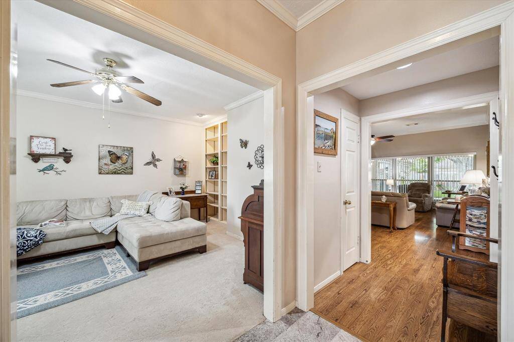 Currently being used a den, this room would also make a great study.