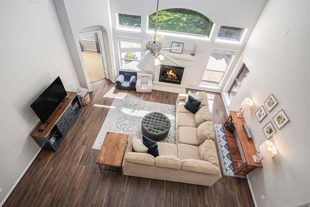 A view of the expansive family room