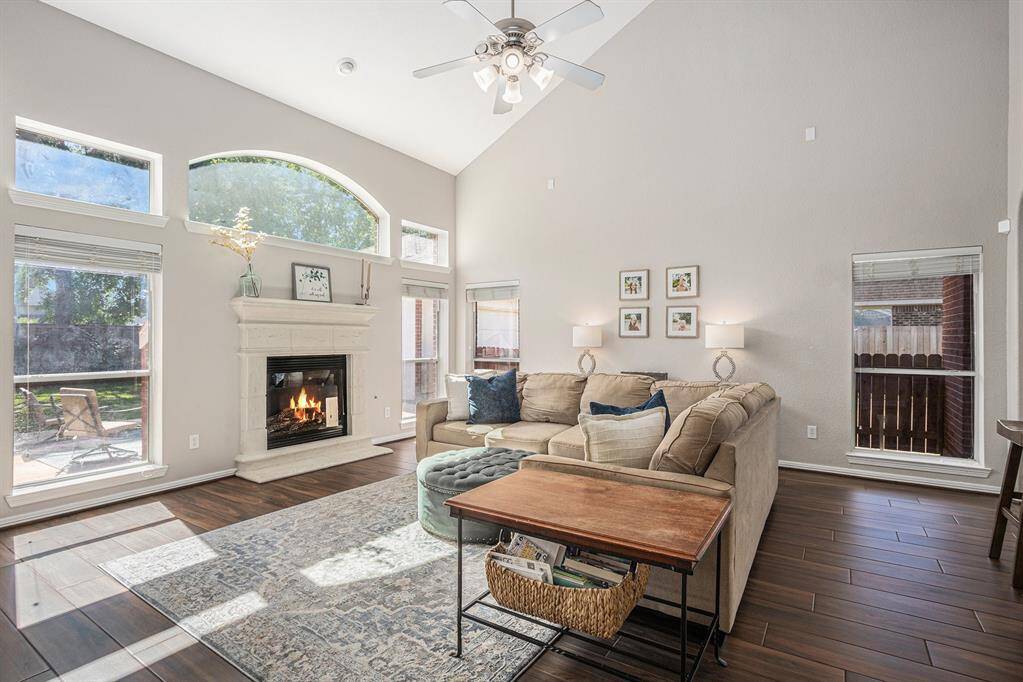 Family room with fireplace