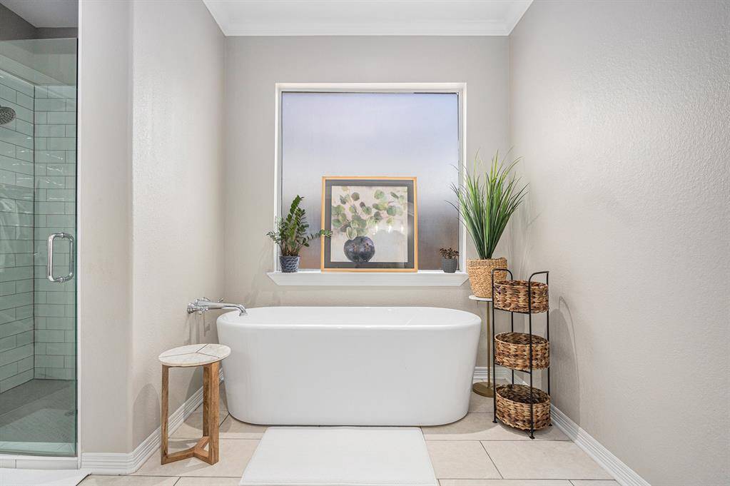 Soaking tub and separate shower