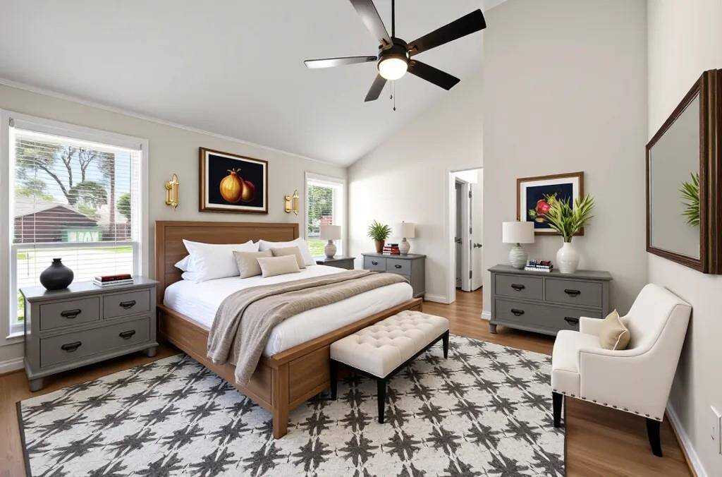 Spacious primary bedroom- virtually staged