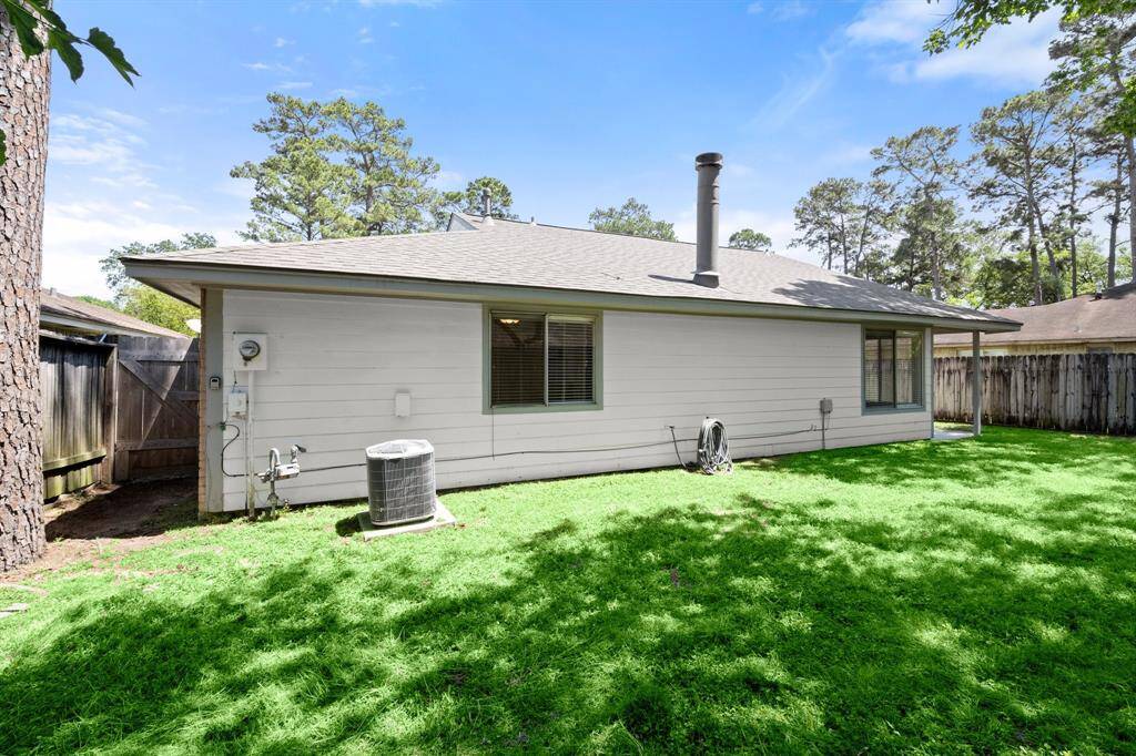 Step outside to a large yard