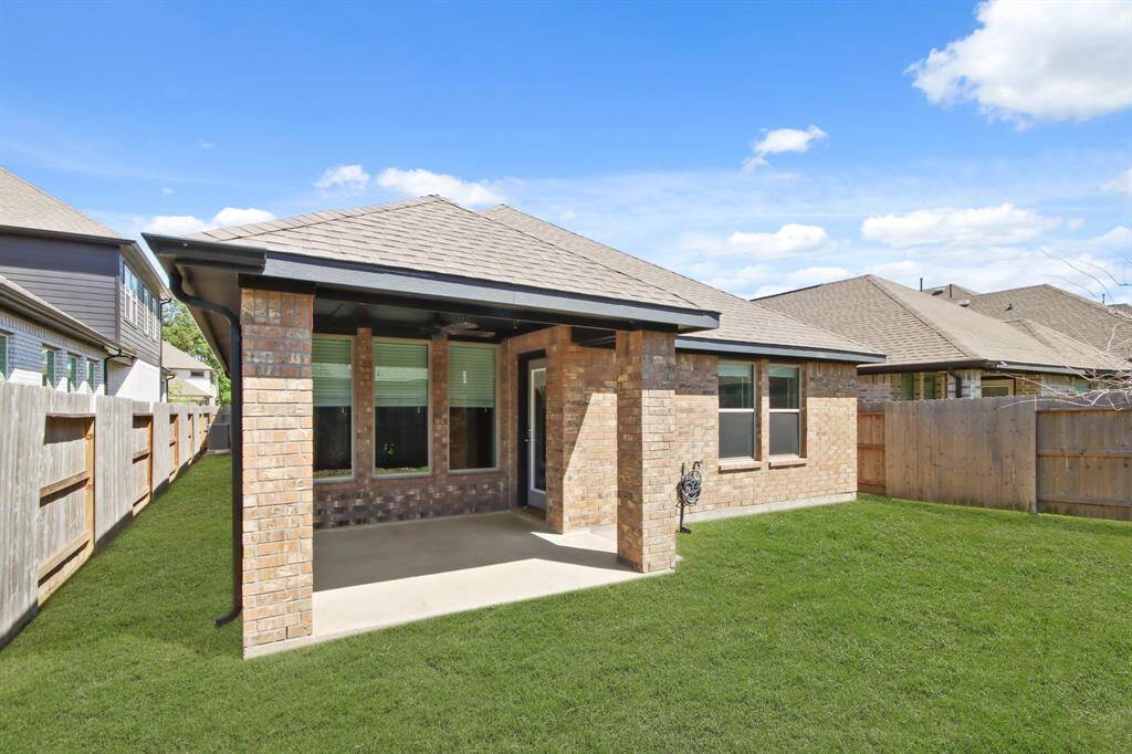 Whether entertaining or enjoying a quiet evening, the covered back patio provides the perfect outdoor retreat.  Easy access to 242, enjoy the fabulous amenities of Artavia!  Dapple park with 5 acre lake, walking trails, Amenity Center, Splash Pad, 24/7 Fitness Center & play ground!